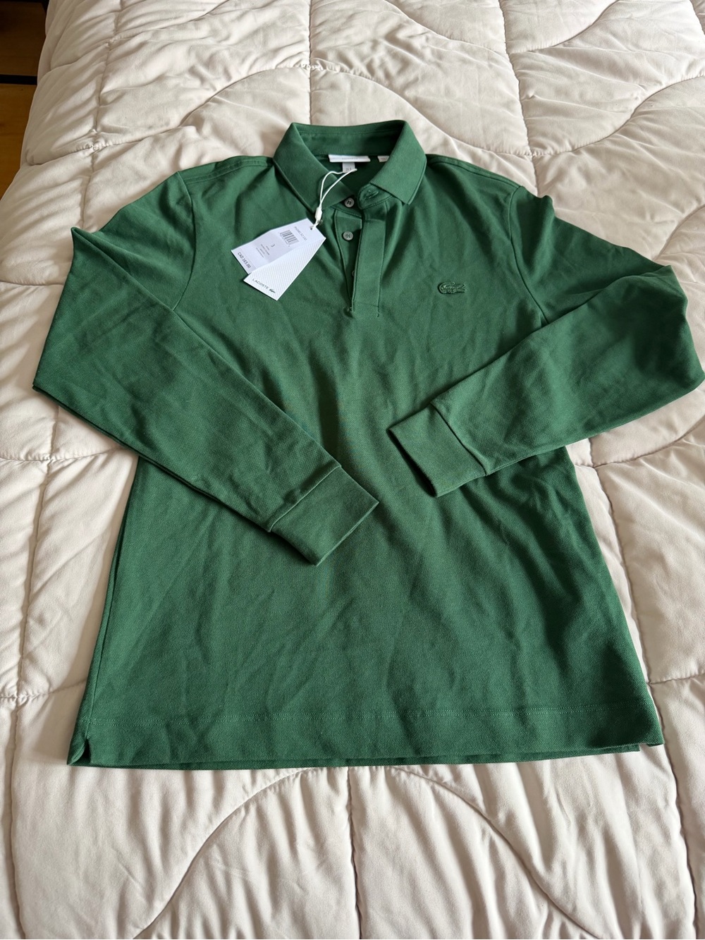 LACOSTE LONG GREEN POLO SMART PARIS NWT - Picture 1 of 6